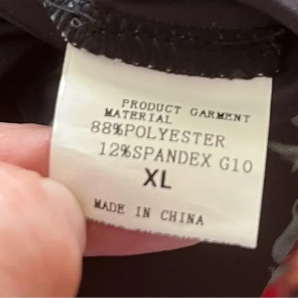 Skeleton Rose Print Scary Costume Black Skinny Jumpsuit Bodysuit Halloween XL - Picture 4 of 9